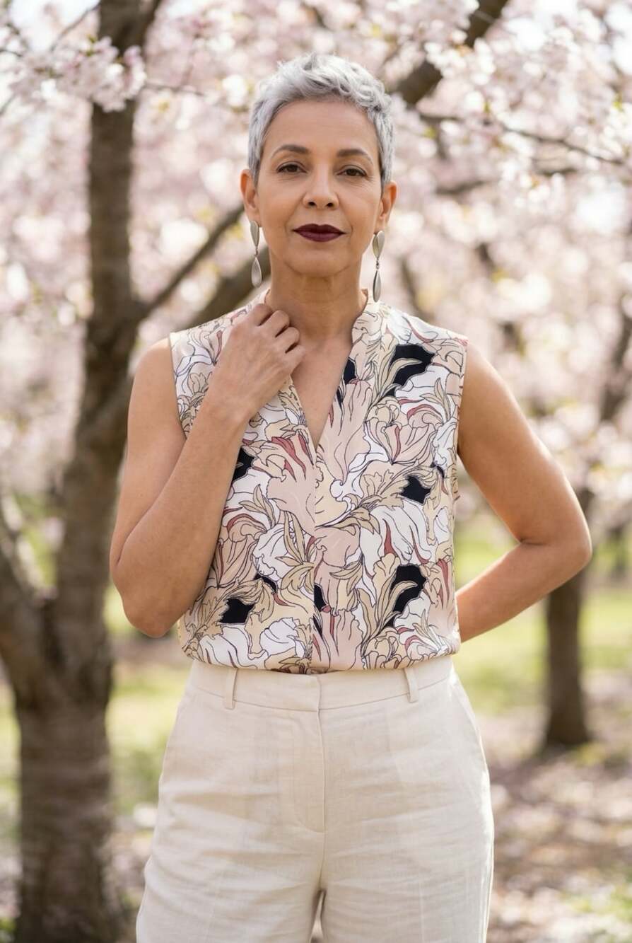 Ann Taylor Factory Sleeveless Floral V-Neck Blouse Size XL